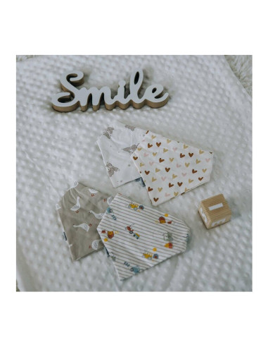 BN-84638,Set 2 bavete, Bubaba, Tip bandana, Cu 2 straturi pentru protectie optima, Bumbac, Hearts