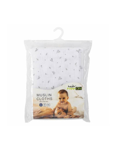 BN-84485,Set 4 lavete, Bubaba, Din muselina, Dimensiune 40x40 cm, Pentru spalarea si ingrijirea fetei si a corpului bebelusului 