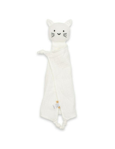 BN-53505,Jucarie interactiva, New Baby, Cat, Din muselina, Bumbac, 30x30 cm, 0 luni+, White