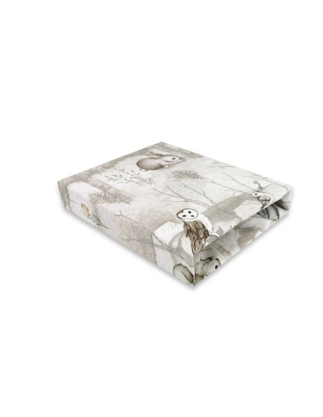 BN-6426972026697,Cearceaf cu elastic, MimiNu, Pentru patut 120X60 cm, Din bumbac certificat Oeko Tex Standard 100, Design, Woodl