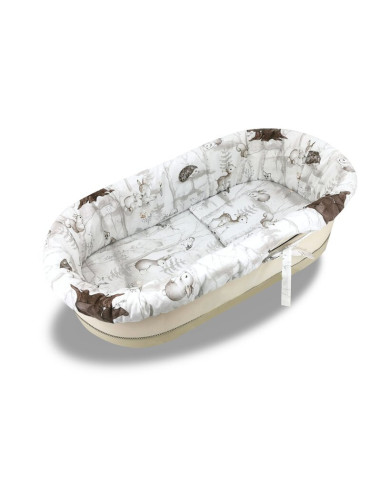 BN-6426972026789,Set pentru landou/cosulet, MimiNu, Cu protectie, saltea si pernuta, Din bumbac certificat Oeko Tex Standard 100