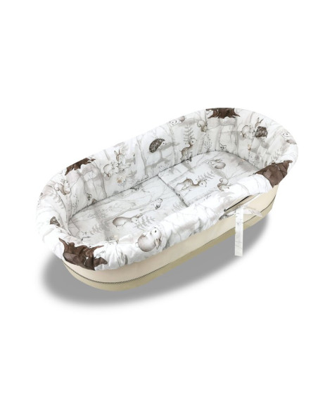 BN-6426972026789,Set pentru landou/cosulet, MimiNu, Cu protectie, saltea si pernuta, Din bumbac certificat Oeko Tex Standard 100