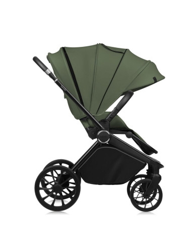 BN-LO-MIKA_PLUS_2IN1_GREEN_OLIVE,Carucior 2 in 1, Lionelo, Mika Plus, Cadru din aluminiu, Cu landou intarit si salteluta moale, 