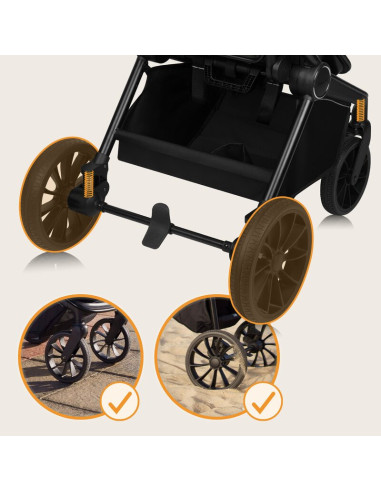 BN-LO-MIKA_PLUS_2IN1_GREEN_OLIVE,Carucior 2 in 1, Lionelo, Mika Plus, Cadru din aluminiu, Cu landou intarit si salteluta moale, 