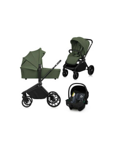 BN-LO-MIKA_PLUS_3IN1_GREEN_OLIVE,Carucior 3 in 1, Lionelo, Mika Plus, Cadru din aluminiu, Cu landou intarit si salteluta moale, 