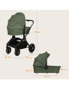 BN-LO-MIKA_PLUS_3IN1_GREEN_OLIVE,Carucior 3 in 1, Lionelo, Mika Plus, Cadru din aluminiu, Cu landou intarit si salteluta moale, 