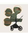 BN-LO-MIKA_PLUS_3IN1_GREEN_OLIVE,Carucior 3 in 1, Lionelo, Mika Plus, Cadru din aluminiu, Cu landou intarit si salteluta moale, 