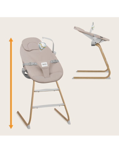 BN-LO-DALIA_SET_GREY_STONE_NATURAL,Set balansoar si scaun de masa, Lionelo, Dalia, Scaun cu 2 suporturi pentru picioare, Cu tavi