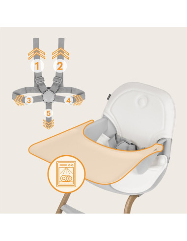 BN-LO-DALIA_SET_GREY_STONE_NATURAL,Set balansoar si scaun de masa, Lionelo, Dalia, Scaun cu 2 suporturi pentru picioare, Cu tavi