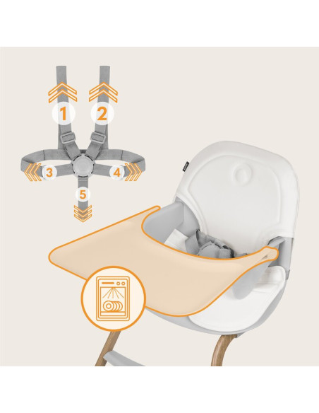 BN-LO-DALIA_SET_GREY_STONE_NATURAL,Set balansoar si scaun de masa, Lionelo, Dalia, Scaun cu 2 suporturi pentru picioare, Cu tavi