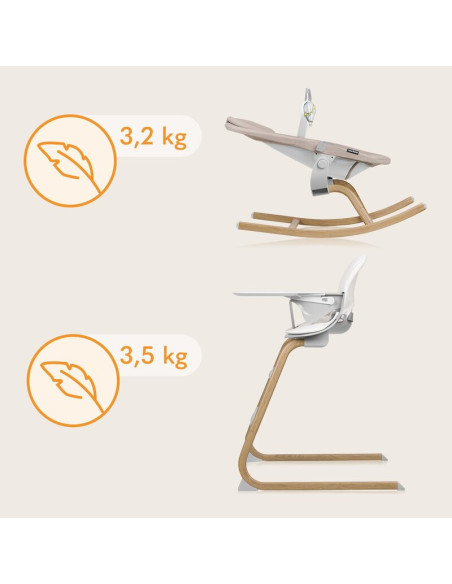 BN-LO-DALIA_SET_GREY_STONE_NATURAL,Set balansoar si scaun de masa, Lionelo, Dalia, Scaun cu 2 suporturi pentru picioare, Cu tavi