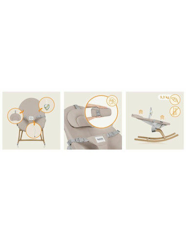 BN-LO-DALIA_ROCKER_BEIGE_SAND,Balansoar, Lionelo, Dalia, 4 in 1, Inaltime reglabila in 2 pozitii, Cu husa detasabila, Cu bara de
