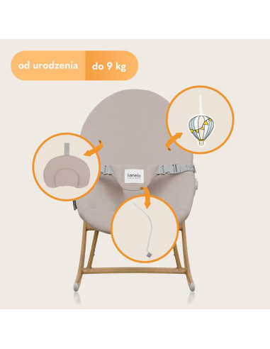 BN-LO-DALIA_ROCKER_BEIGE_SAND,Balansoar, Lionelo, Dalia, 4 in 1, Inaltime reglabila in 2 pozitii, Cu husa detasabila, Cu bara de