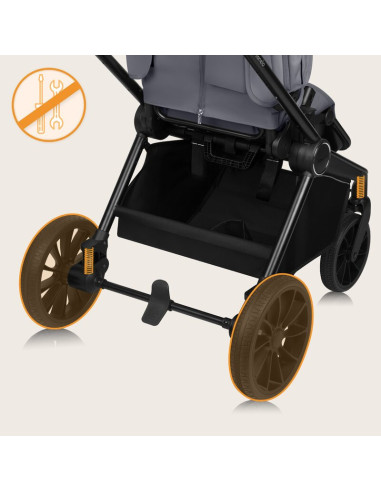 BN-LO-MIKA_PLUS_2IN1_GREY_STONE,Carucior 2 in 1, Lionelo, Mika Plus, Cadru din aluminiu, Cu landou intarit si salteluta moale, R