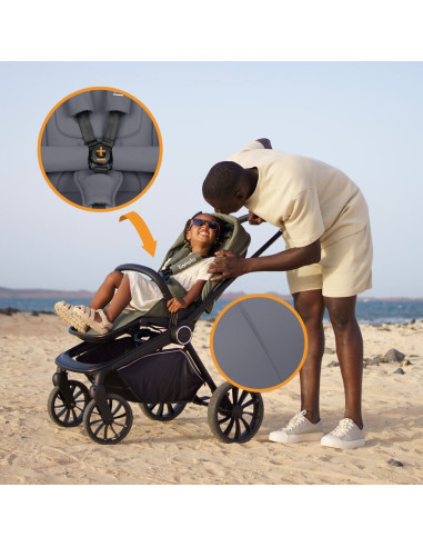 BN-LO-MIKA_PLUS_2IN1_GREY_STONE,Carucior 2 in 1, Lionelo, Mika Plus, Cadru din aluminiu, Cu landou intarit si salteluta moale, R