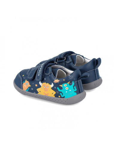 UP-241309-A-26,Tenisi din piele pentru copii Garvalin, monstruleti, bleumarin, Diverse marimi