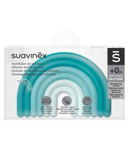 UP-8426420079501,Inel de dentiție din silicon Curcubeu, albastru, Suavinex