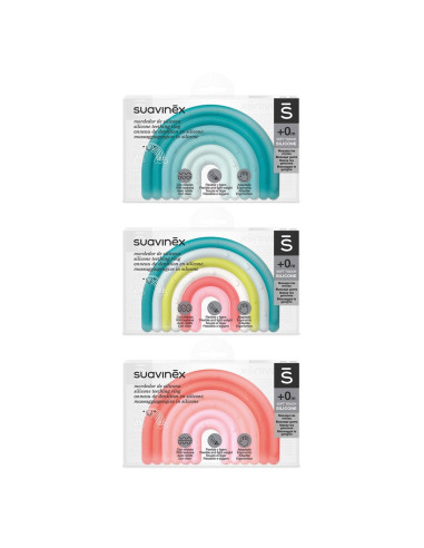 UP-8426420079501,Inel de dentiție din silicon Curcubeu, albastru, Suavinex