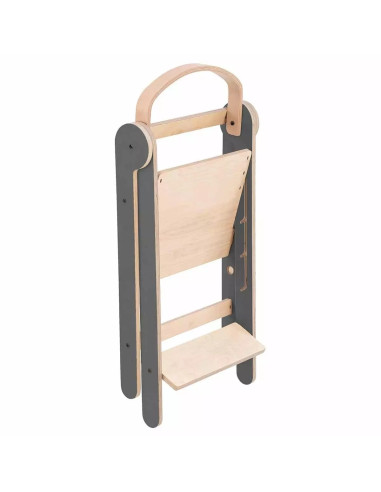 UP-Mtyz_fold_gri,Turn de invatare pliabil MamaToyz Learning Tower din lemn, Gri