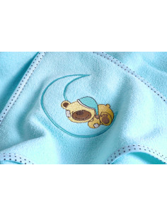 SILLO-4164,Prosop de bumbac cu gluga Sensillo BEAR 100x100 cm Turcoaz 2
