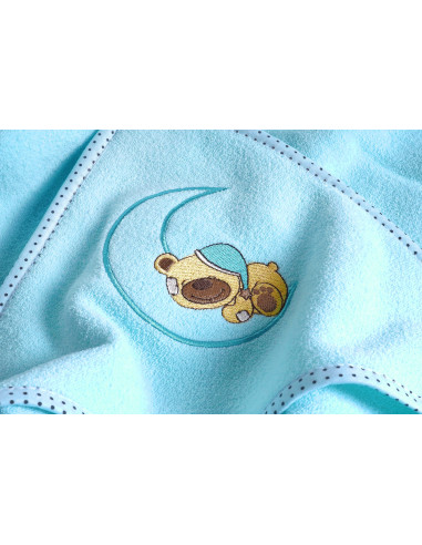 SILLO-4164,Prosop de bumbac cu gluga Sensillo BEAR 100x100 cm Turcoaz