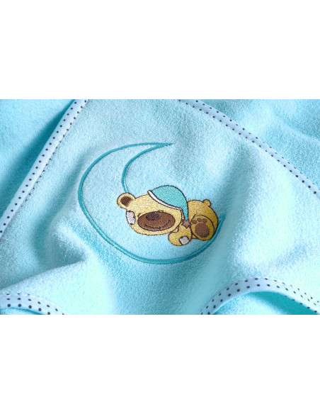 SILLO-4164,Prosop de bumbac cu gluga Sensillo BEAR 100x100 cm Turcoaz