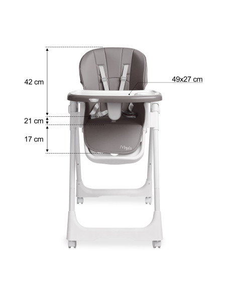 TERO-7710,Scaun de masa inalt cu husa din piele ecologica Caretero MEGALO Gri Inchis TERO-7710,Scaun de masa inalt cu husa din piele ecologica Caretero MEGALO Gri Inchis