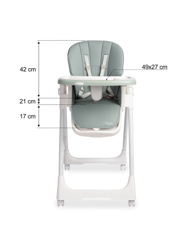 TERO-7713,Scaun de masa inalt cu husa din piele ecologica Caretero MEGALO Menta TERO-7713,Scaun de masa inalt cu husa din piele ecologica Caretero MEGALO Menta