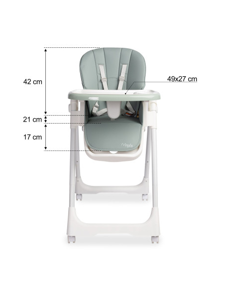 TERO-7713,Scaun de masa inalt cu husa din piele ecologica Caretero MEGALO Menta TERO-7713,Scaun de masa inalt cu husa din piele ecologica Caretero MEGALO Menta
