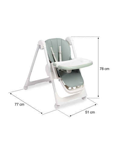 TERO-7713,Scaun de masa inalt cu husa din piele ecologica Caretero MEGALO Menta TERO-7713,Scaun de masa inalt cu husa din piele ecologica Caretero MEGALO Menta