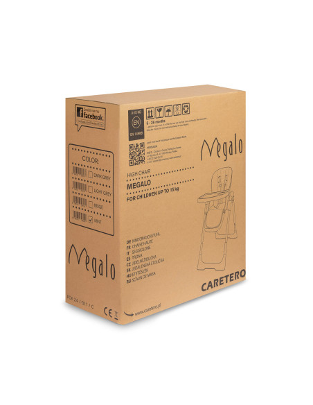 TERO-7713,Scaun de masa inalt cu husa din piele ecologica Caretero MEGALO Menta TERO-7713,Scaun de masa inalt cu husa din piele ecologica Caretero MEGALO Menta