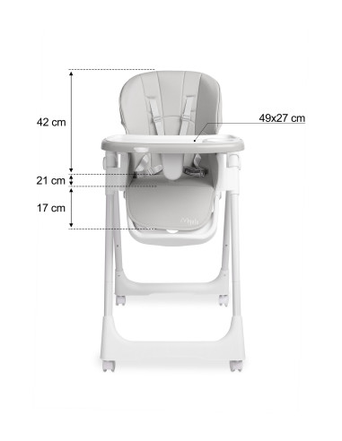 TERO-7711,Scaun de masa inalt cu husa din piele ecologica Caretero MEGALO Gri Deschis TERO-7711,Scaun de masa inalt cu husa din piele ecologica Caretero MEGALO Gri Deschis