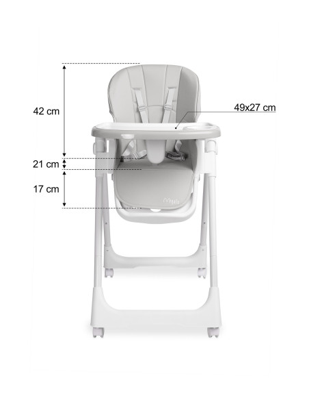 TERO-7711,Scaun de masa inalt cu husa din piele ecologica Caretero MEGALO Gri Deschis TERO-7711,Scaun de masa inalt cu husa din piele ecologica Caretero MEGALO Gri Deschis