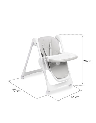 TERO-7711,Scaun de masa inalt cu husa din piele ecologica Caretero MEGALO Gri Deschis TERO-7711,Scaun de masa inalt cu husa din piele ecologica Caretero MEGALO Gri Deschis