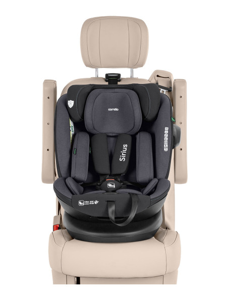 CRL-8808-HAGREY,Scaun auto rotativ 360° Carrello SIRIUS i-SIZE R129/03 40-150 cm ISOFIX+Top Tether Harbor Grey