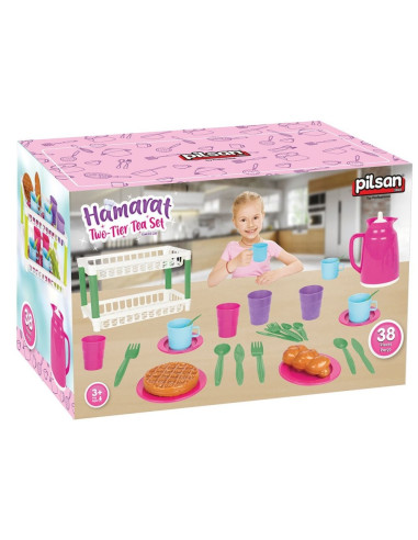 PL-03-336-PK,Set de servit ceaiul Pilsan Hamarat Two-Tier Tea pink PL-03-336-PK,Set de servit ceaiul Pilsan Hamarat Two-Tier Tea pink