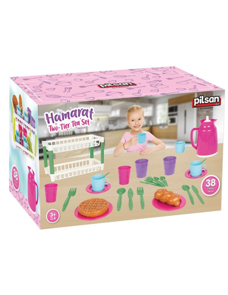 PL-03-336-PK,Set de servit ceaiul Pilsan Hamarat Two-Tier Tea pink PL-03-336-PK,Set de servit ceaiul Pilsan Hamarat Two-Tier Tea pink