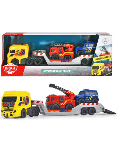 S203715020,Set Dickie Toys Micro Rescue Truck cu un camion de salvare si 2 vehicule