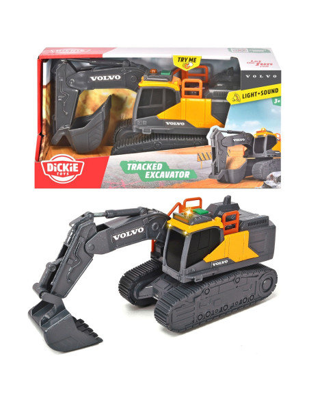 S203723008,Excavator Dickie Toys Volvo Tracked Excavator 23 cm cu lumini si sunete