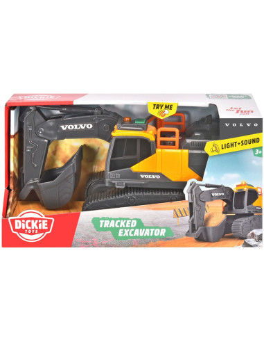 S203723008,Excavator Dickie Toys Volvo Tracked Excavator 23 cm cu lumini si sunete