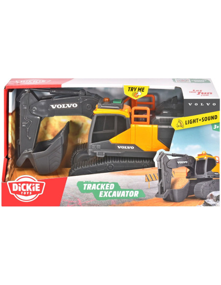 S203723008,Excavator Dickie Toys Volvo Tracked Excavator 23 cm cu lumini si sunete