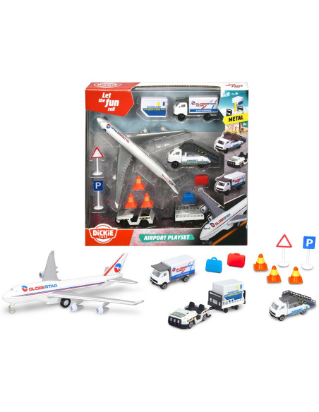 S203743001,Set de joaca aeroport Dickie Toys Airport Playset cu 13 piese