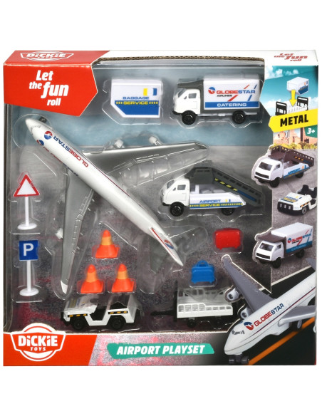S203743001,Set de joaca aeroport Dickie Toys Airport Playset cu 13 piese
