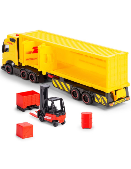 S203747018,Camion Dickie Toys DHL Heavy Truck 35 cm cu lumini si sunete