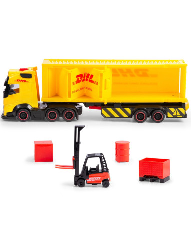 S203747018,Camion Dickie Toys DHL Heavy Truck 35 cm cu lumini si sunete