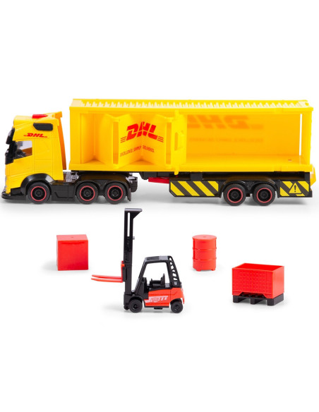 S203747018,Camion Dickie Toys DHL Heavy Truck 35 cm cu lumini si sunete