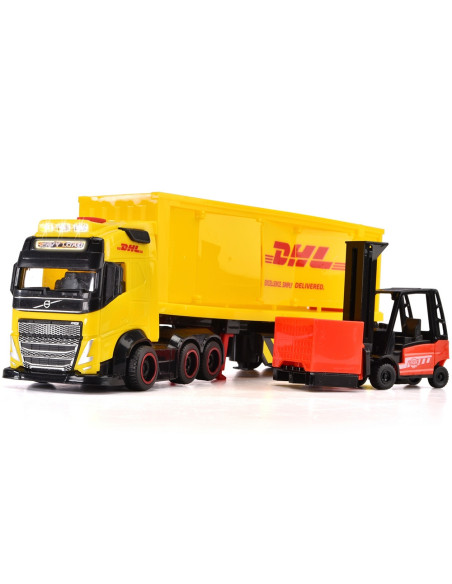 S203747018,Camion Dickie Toys DHL Heavy Truck 35 cm cu lumini si sunete