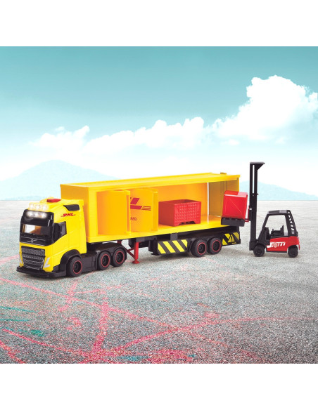 S203747018,Camion Dickie Toys DHL Heavy Truck 35 cm cu lumini si sunete