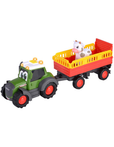 S204115011,Tractor Simba ABC Fendt Animal Trailer 30 cm cu lumini, sunete, remorca si figurina