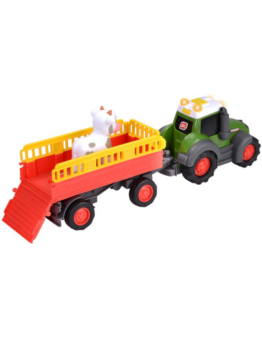 S204115011,Tractor Simba ABC Fendt Animal Trailer 30 cm cu lumini, sunete, remorca si figurina